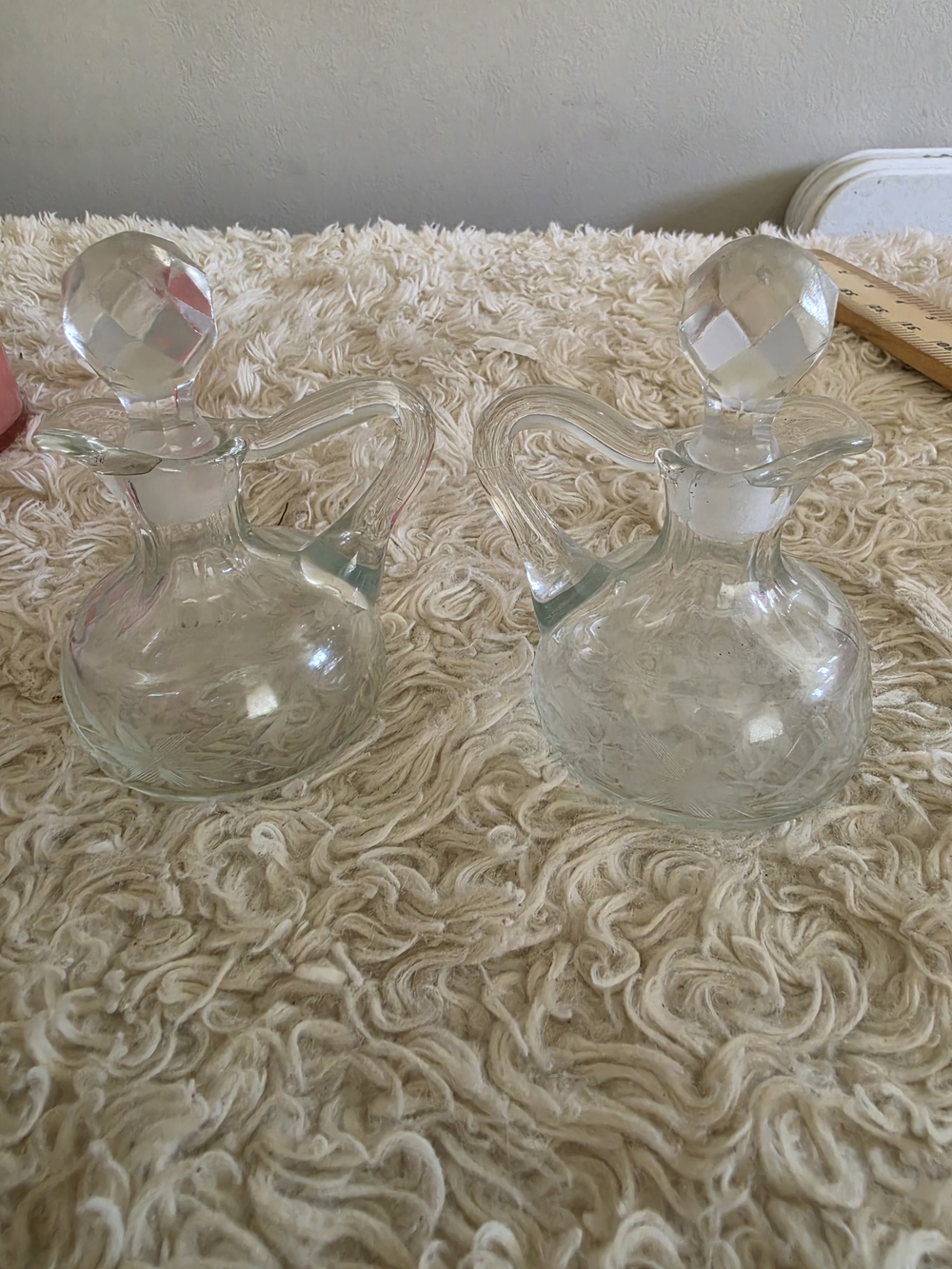 Clear Glass Cruet Set - Elegant Glass Oil & Vinegar Bottles